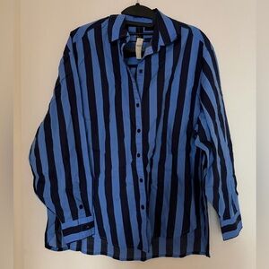 NWT Aerie Blue Striped Set Button Down Shirt & Shorts